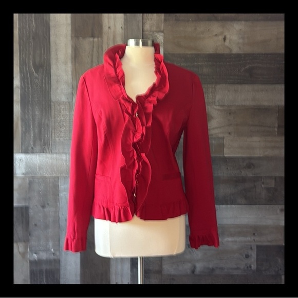 INC International Concepts red blazer jacket large feminine formal holiday party - Picture 1 of 11